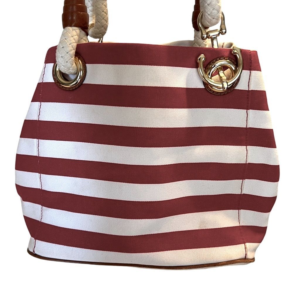 Michael Kors Nautical Hobo Bag Red & White w/Gold - Picture 3 of 16